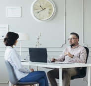 adlt woman having a conversation with a consultant